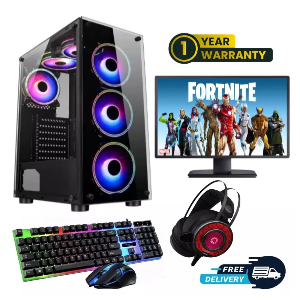Fast Gaming PC Computer Bundle Core i5 16GB RAM 256GB SSD + 1TB SATA GT710